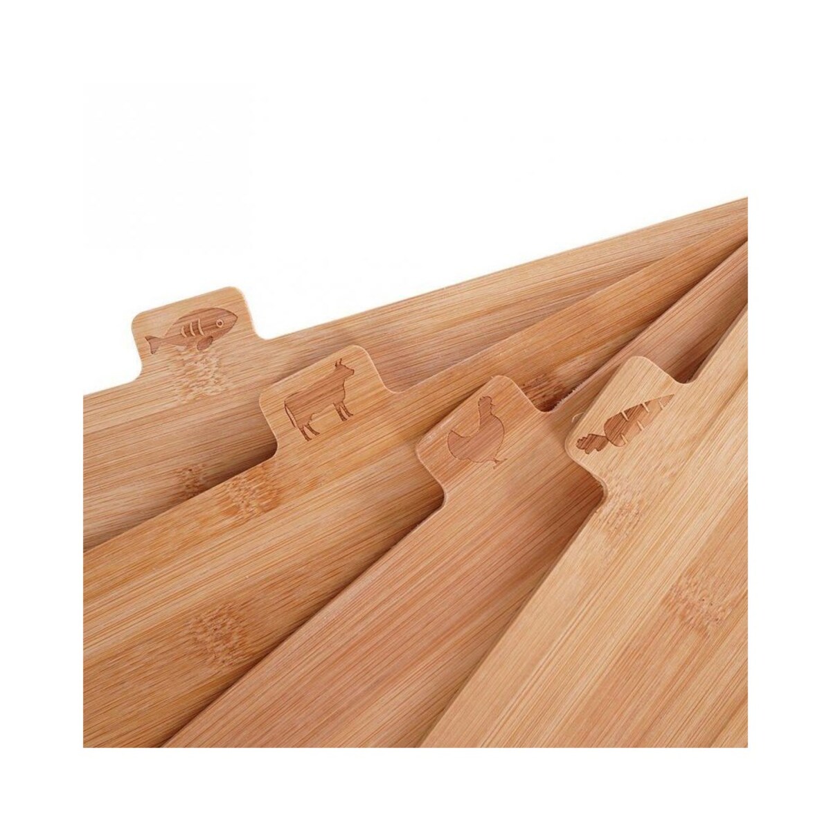 Deski do krojenia bambusowe, 4 sztuki na metalowym stojaku