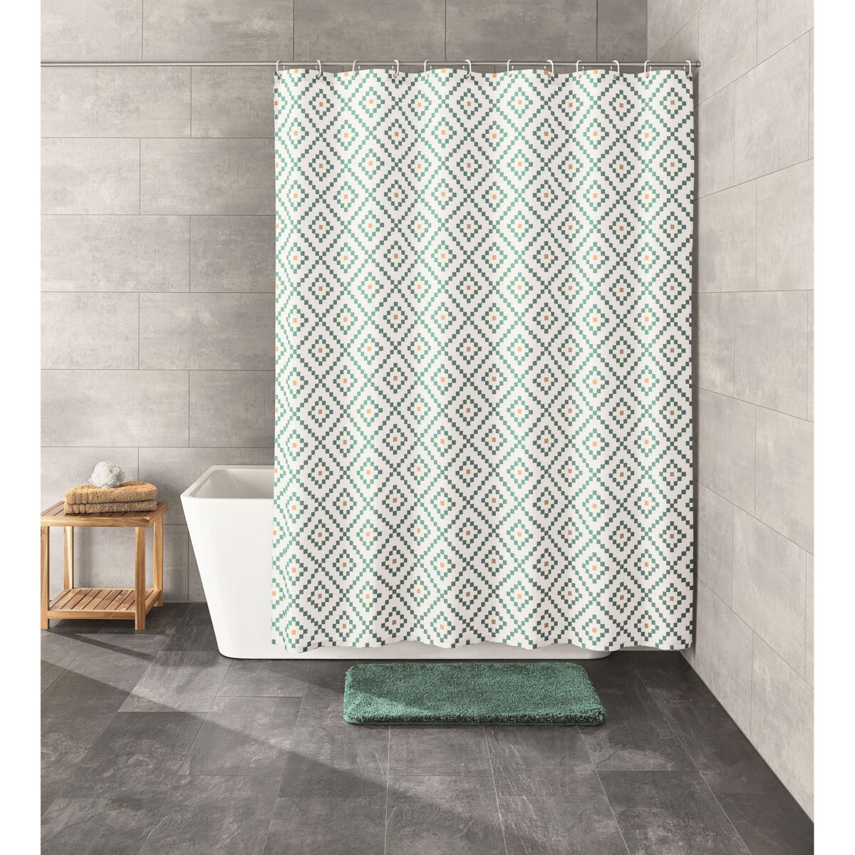 Kleine Wolke Alhambra Tekstylna zasłona prysznicowa zielony 180x200 cm