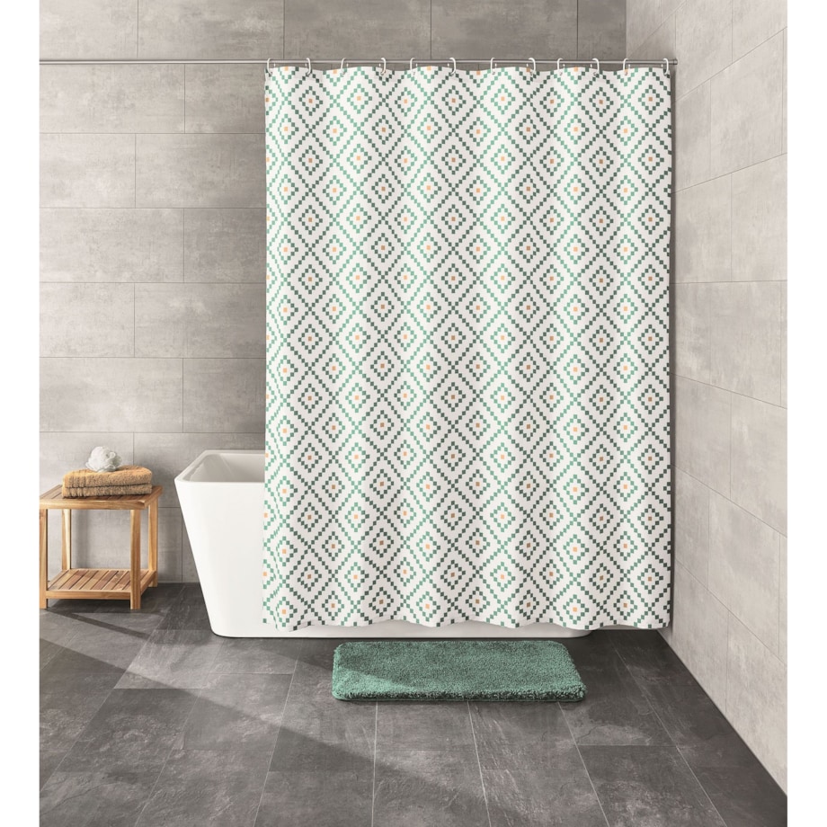 Kleine Wolke Alhambra Tekstylna zasłona prysznicowa zielony 180x200 cm