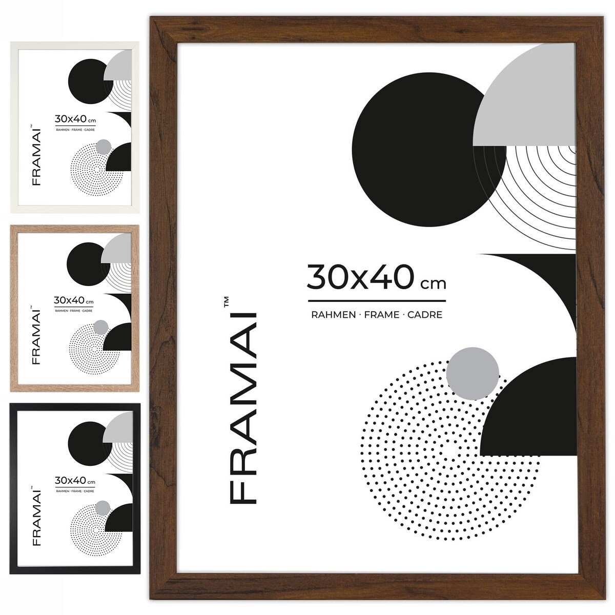 Ramka na zdjęcia 30x40 cm brązowa rama MDF z plexi do powieszenia pion poziom klasyczna ramka