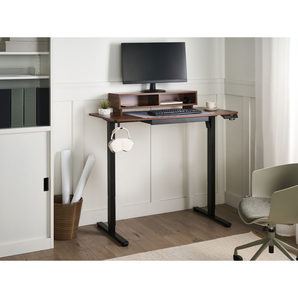Biurko regulowane elektrycznie LUCAMA Brązowy/ czarny 120 cm 60 cm Z portem USB