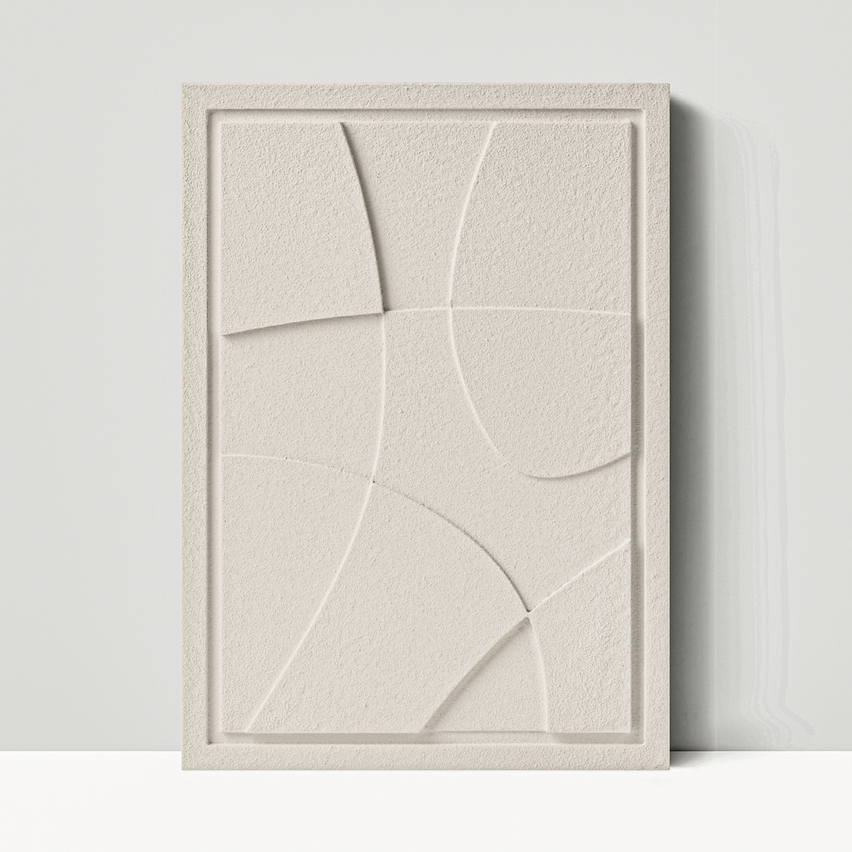 Obraz 3D 50x70cm Abstract I – Dekoracja Ścienna z Tynku Naturalnego, Natural Cream Minimalistyczny Relief