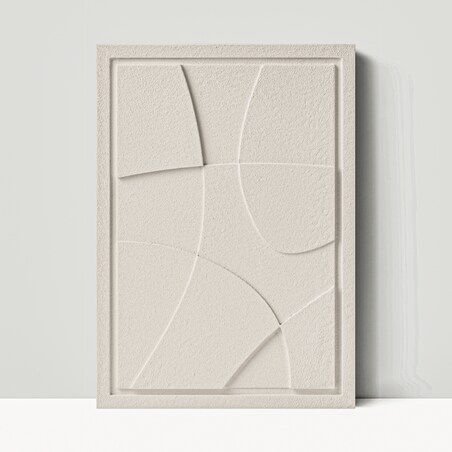 Obraz 3D 50x70cm Abstract I – Dekoracja Ścienna z Tynku Naturalnego, Natural Cream Minimalistyczny Relief