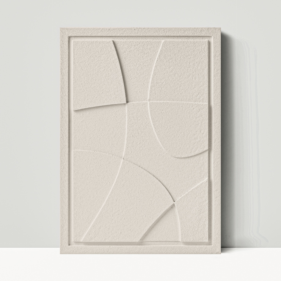 Obraz 3D 50x70cm Abstract I – Dekoracja Ścienna z Tynku Naturalnego, Natural Cream Minimalistyczny Relief