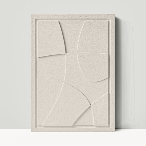 Obraz 3D 50x70cm Abstract I – Dekoracja Ścienna z Tynku Naturalnego, Natural Cream Minimalistyczny Relief