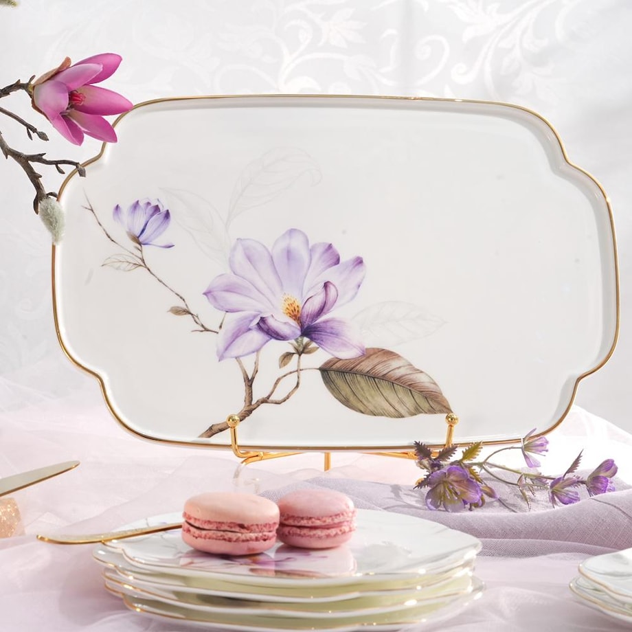 VILLA ITALIA Patera do ciasta porcelanowa Talerz 31,5 x 20,5 cm SECRET of SPRING