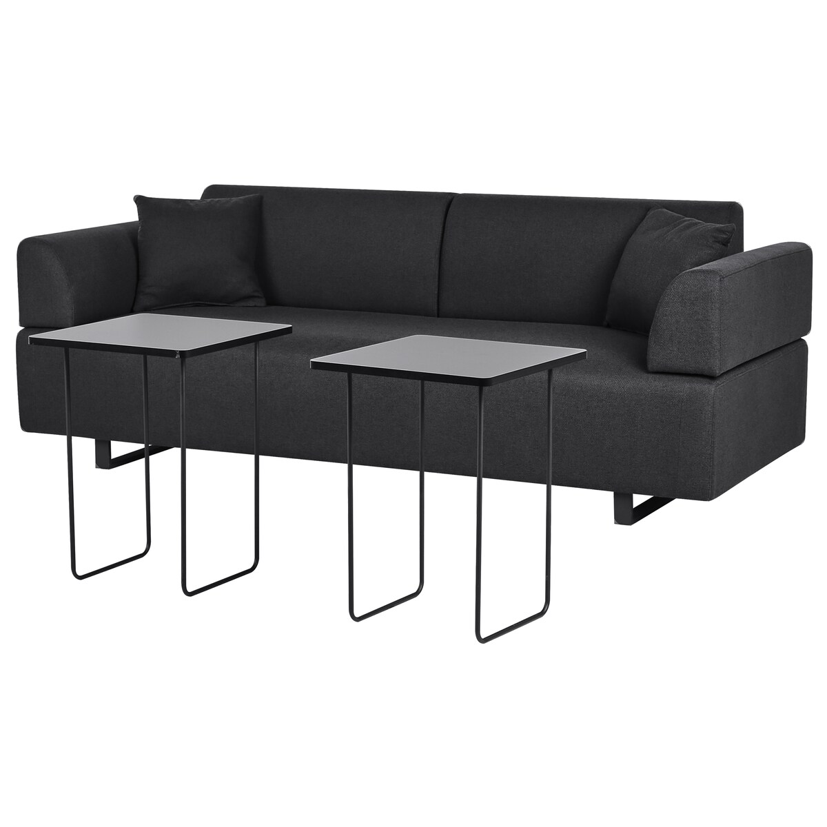 Sofa dla 3 osób SOKNA Czarny ze stolikami
