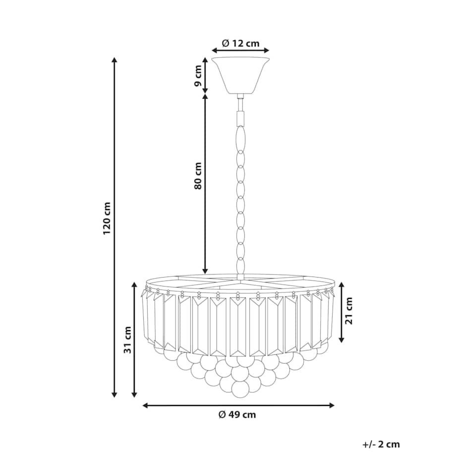 Żyrandol kryształowy 49 cm złoty ACHEIRO