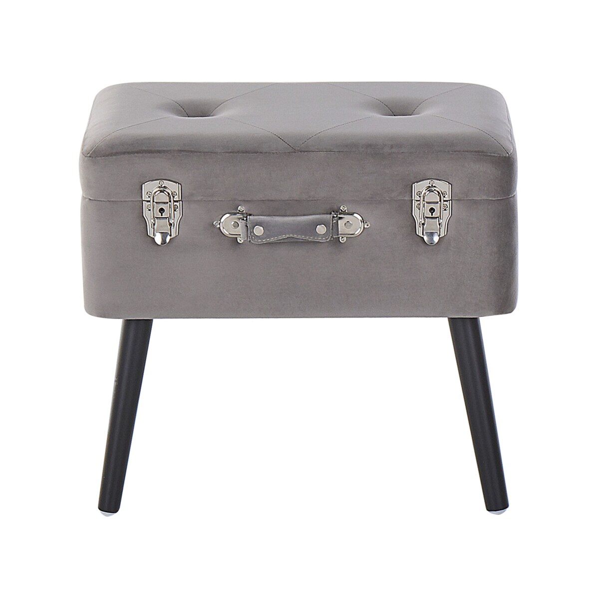 Stołek ze schowkiem welurowy szary MALLARD