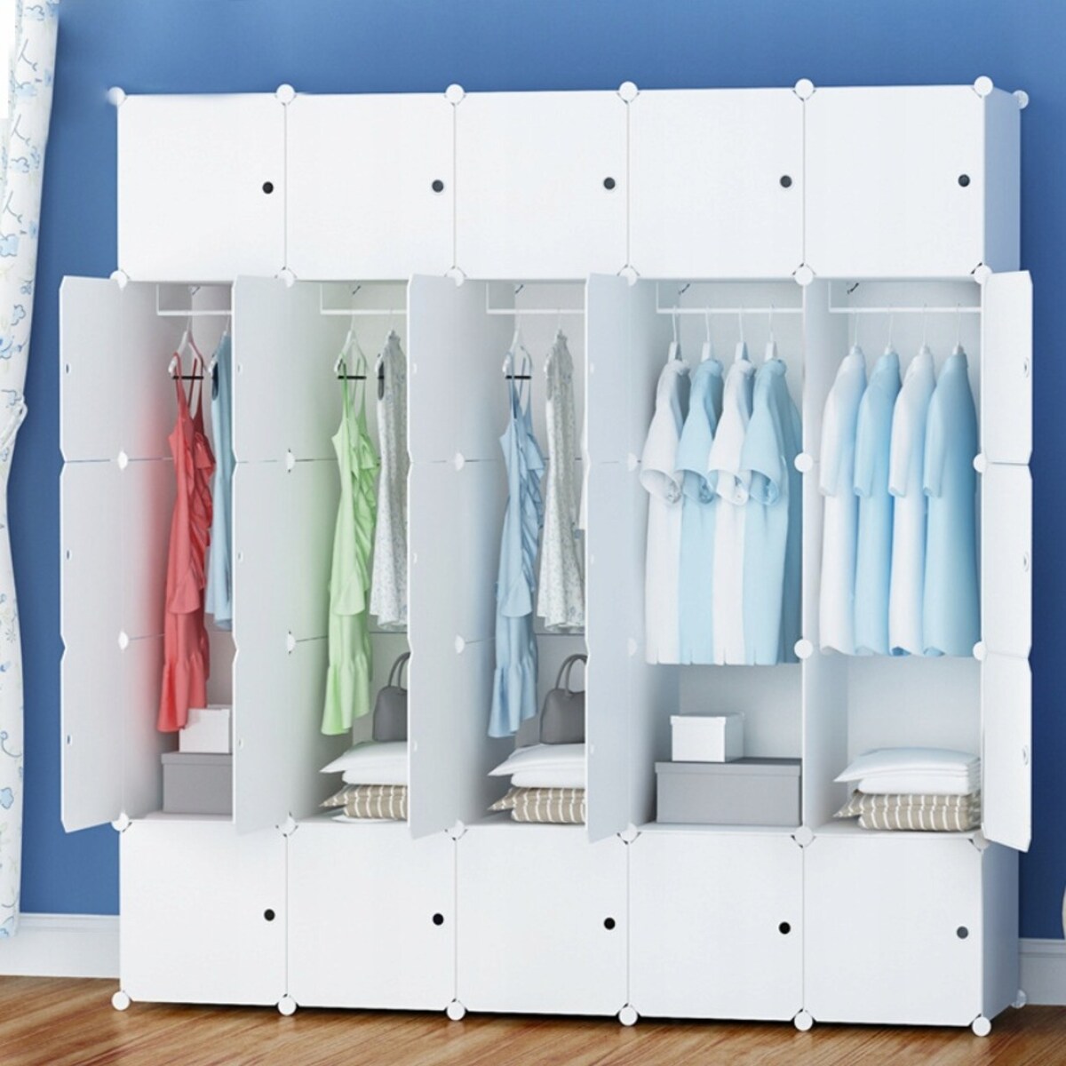 Duża szafa modułowa biała pojemna garderoba xxl