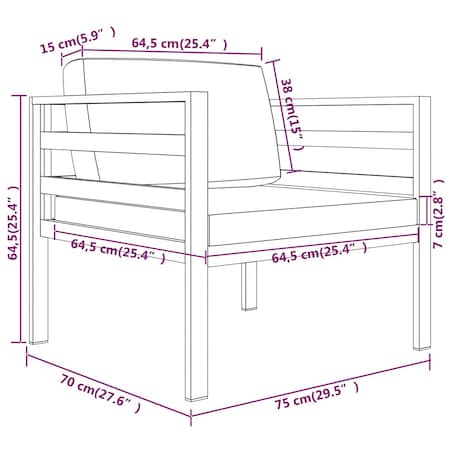 vidaXL Fotel z poduszkami, aluminium, antracytowy