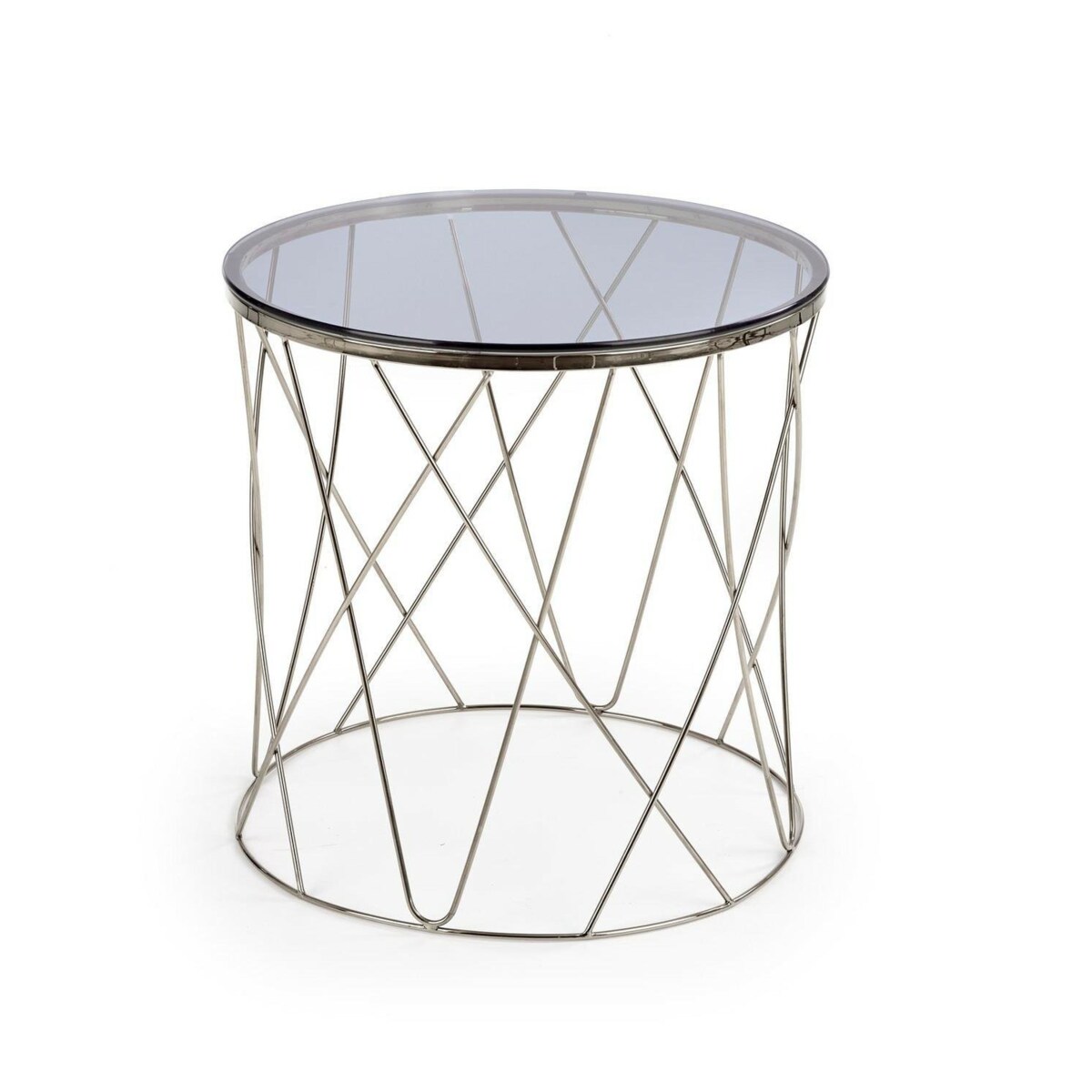 STOLIK KAWOWY Borda 55/55 cm SZKLANY BLAT srebrna podstawa