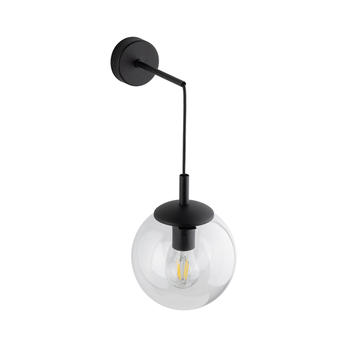 Kinkiet ESME TRANSPARENT 5387 TK Lighting czarny, przezroczysty klosz, E27, nowoczesna lampa ścienna 45 cm