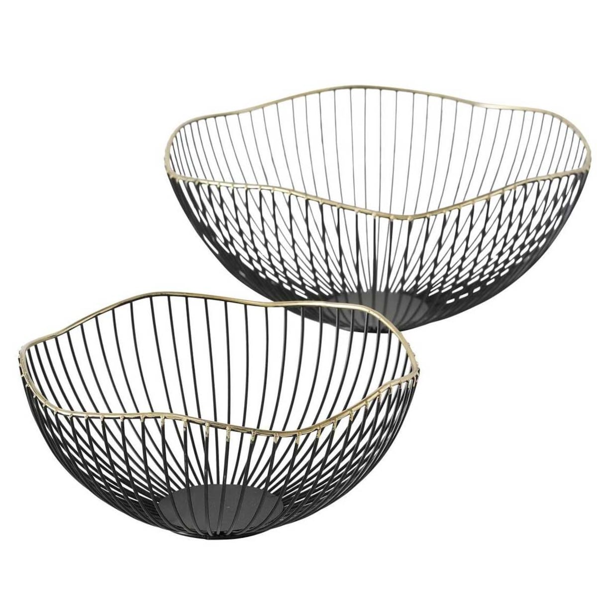 Metalowe koszyki dekoracyjne YOKO, czarne, 2 sztuki