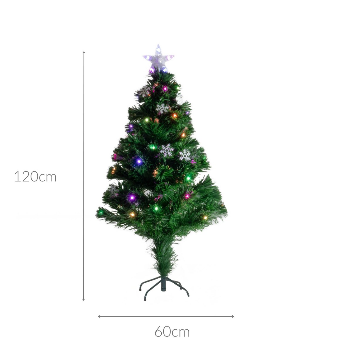 Sztuczna choinka z lampkami i gwiazdą, 120 cm