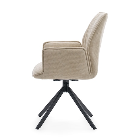 Krzesło tapicerowane obrotowe szenilowe do salonu MERANO jasnobeżowe