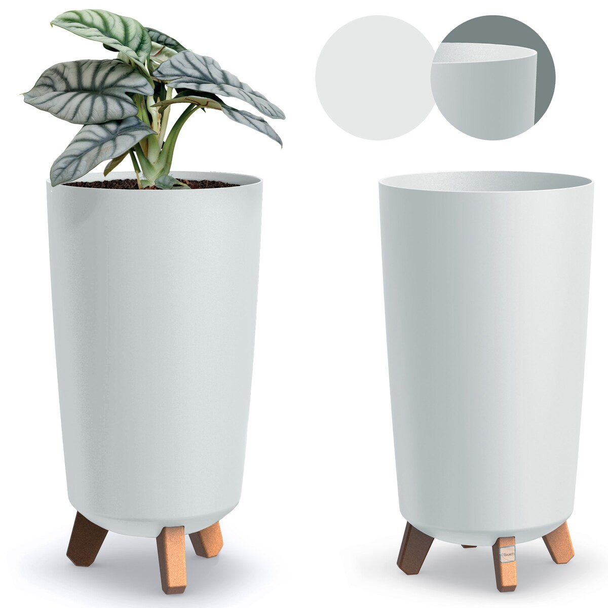 Donica Ogrodowa 23,9 Cm Na Nóżkach Wysoka Doniczka Dekoracyjna Biała