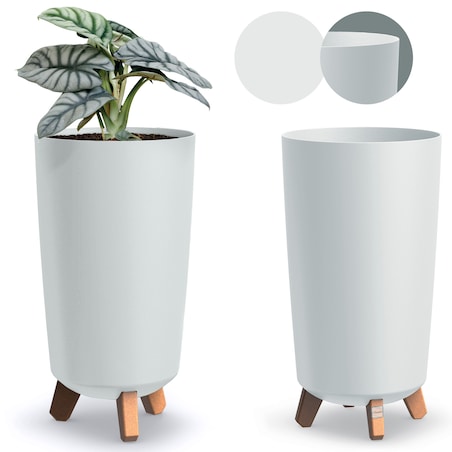 Donica Ogrodowa 23,9 Cm Na Nóżkach Wysoka Doniczka Dekoracyjna Biała