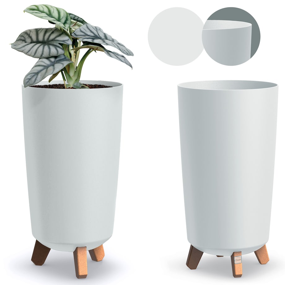 Donica Ogrodowa 23,9 Cm Na Nóżkach Wysoka Doniczka Dekoracyjna Biała