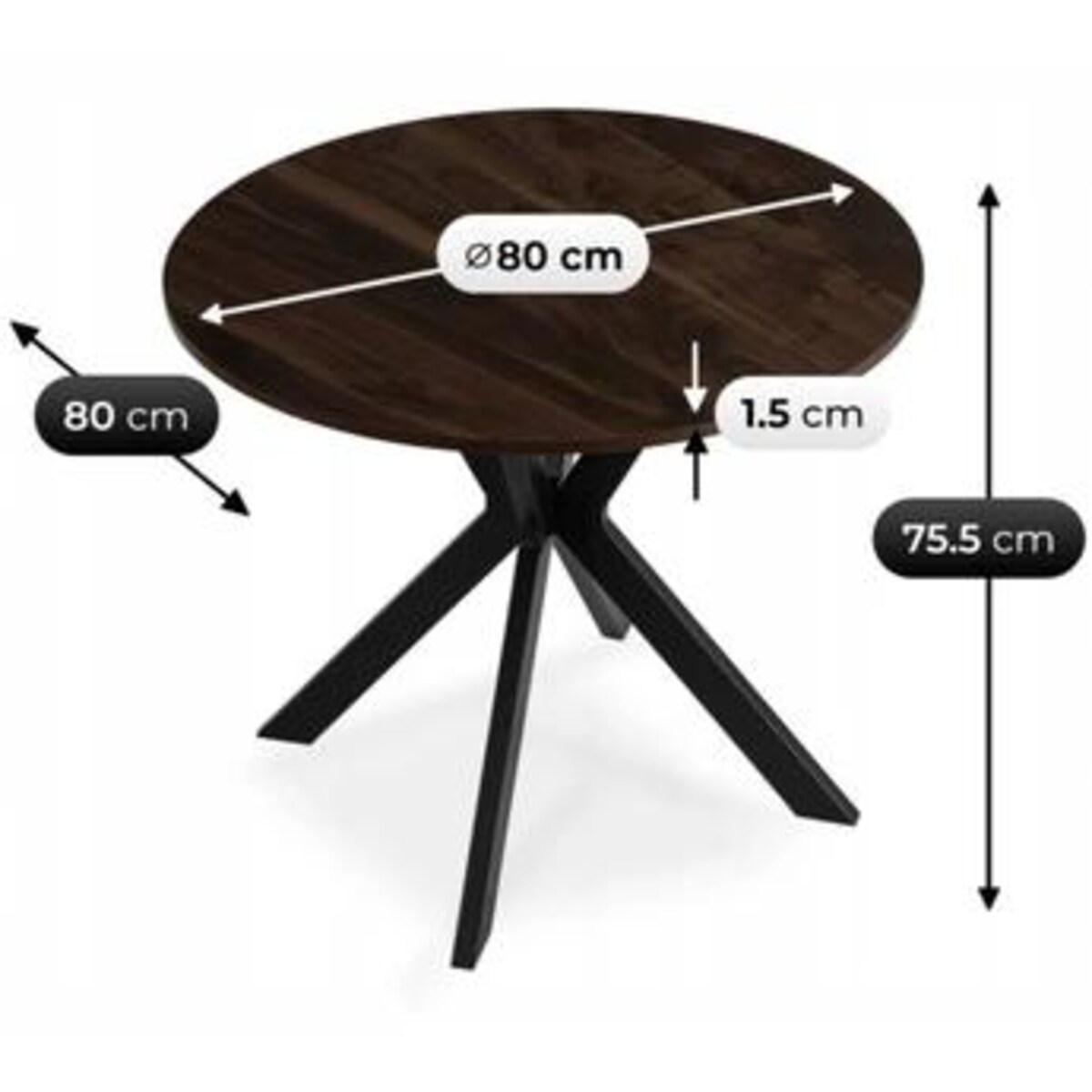 Stół okrągły do jadalni orzech Ø80 cm LAUREN