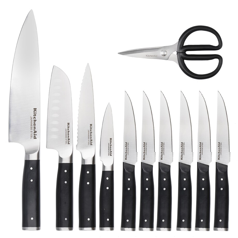 KitchenAid blok z 10 nożami, nożyczkami i ostrzałką 11-cz