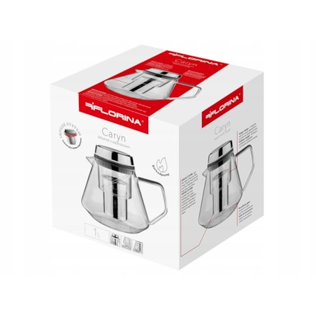 DZBANEK SZKLANY Z ZAPARZACZEM sitko imbryk czajnik na zioła herbatę 1 L box