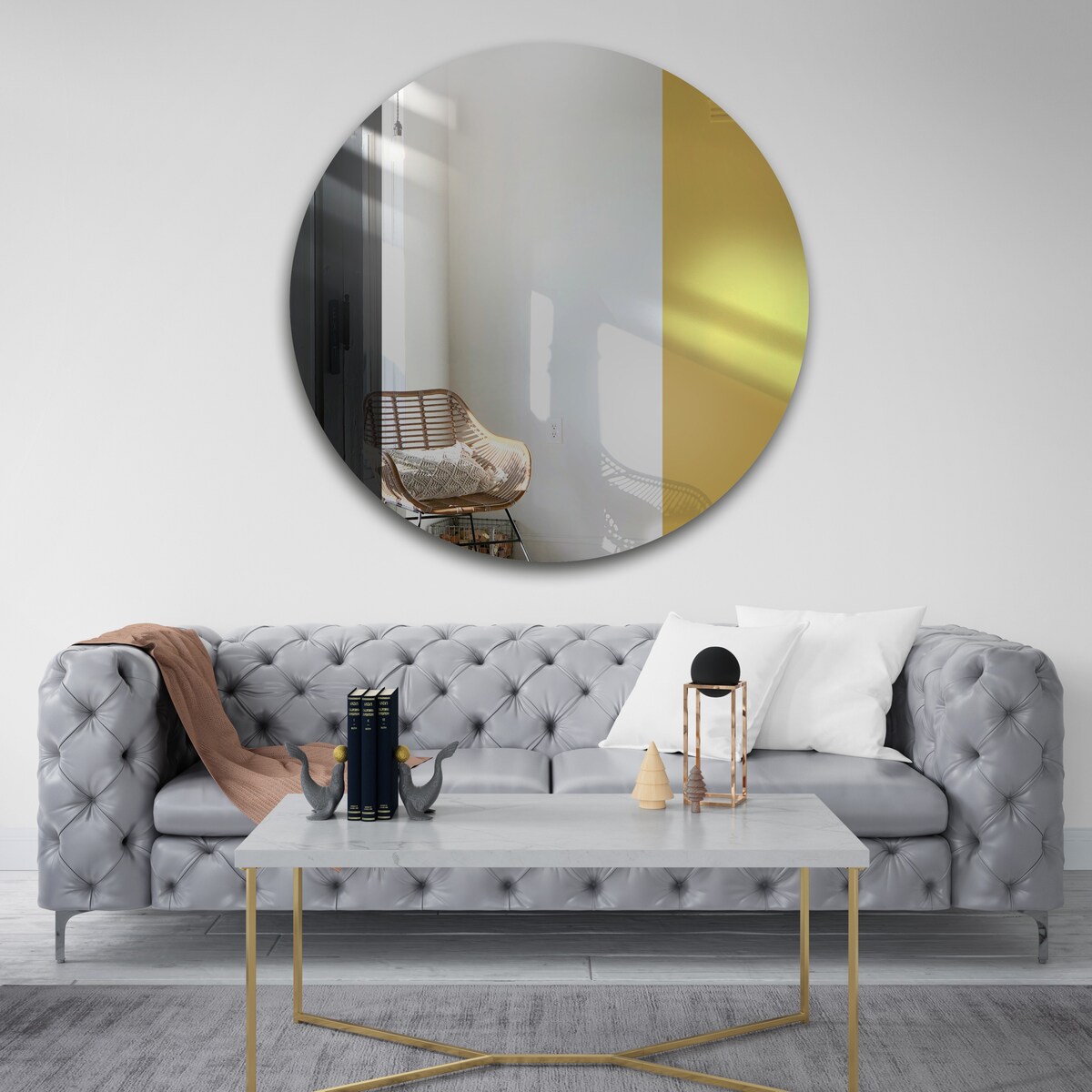 Lustro okrągłe ANTON czarno złote fi 120