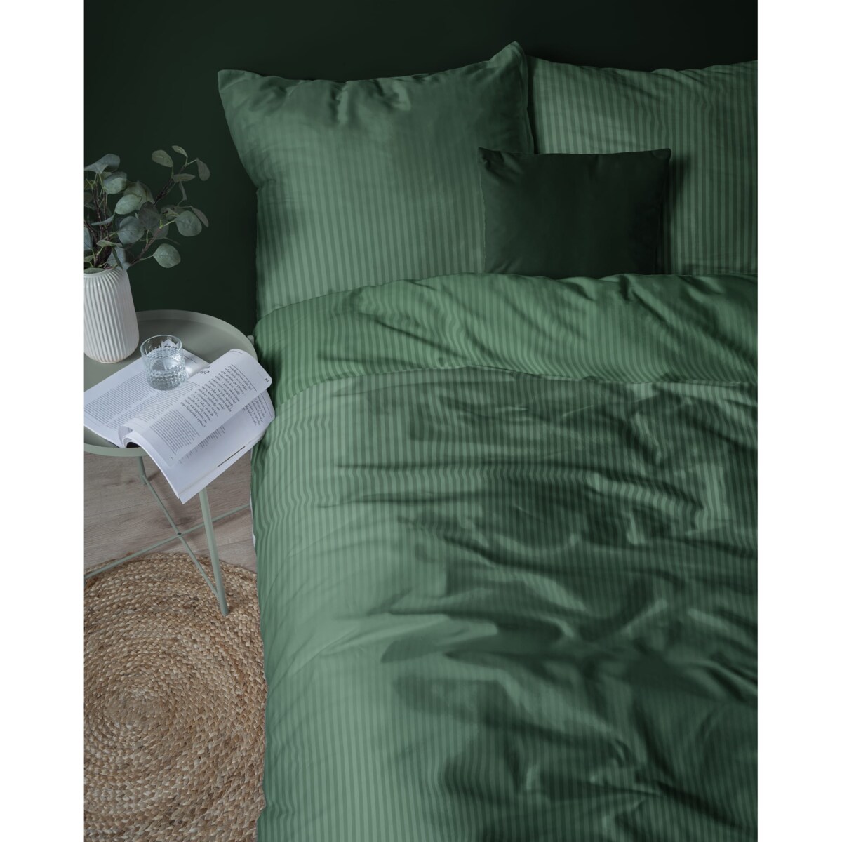 Pościel hotelowa adamaszkowa 160x200 zielona oliwkowa hotelowa PREMIUM