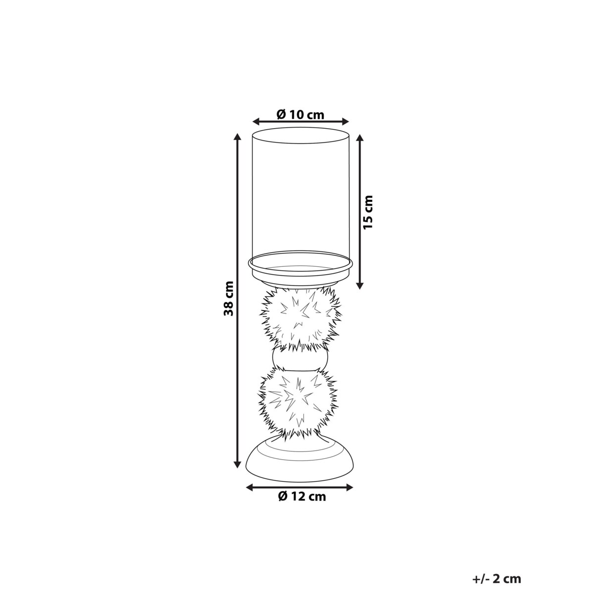 Świecznik szklany 38 cm srebrno-brązowy PADRE