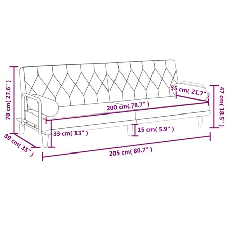 vidaXL Rozkładana kanapa z podłokietnikami, kolor taupe, obita tkaniną