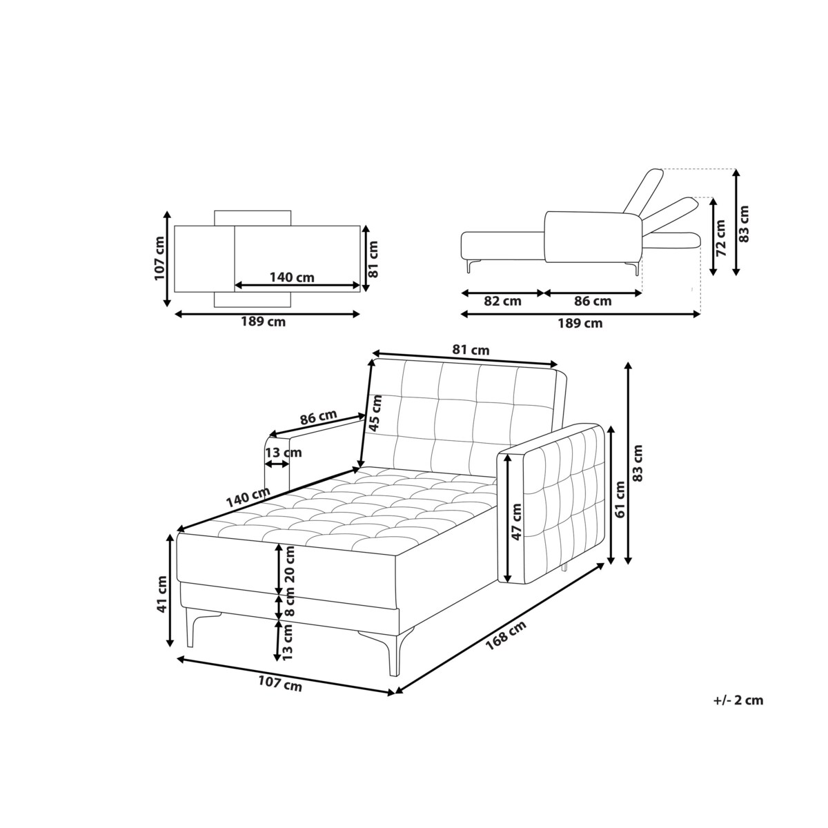 Szezlong brązowy ABERDEEN