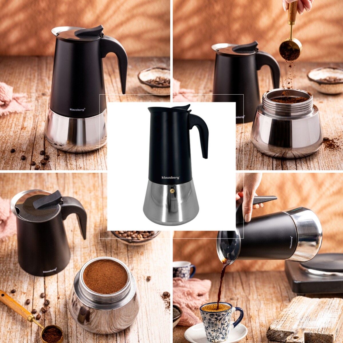 Kawiarka espresso kafeterka ciśnieniowa KLAUSBERG 600ml 12 filiżanki