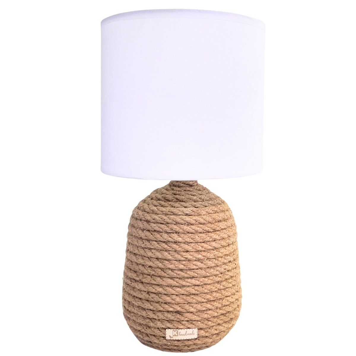 STANDI Lampka stołowa h 32 cm Boho naturalny sznurek jutowy pleciony * styl etno skandi skandynawski* lampka nocna biurkowa * biały abażur + juta