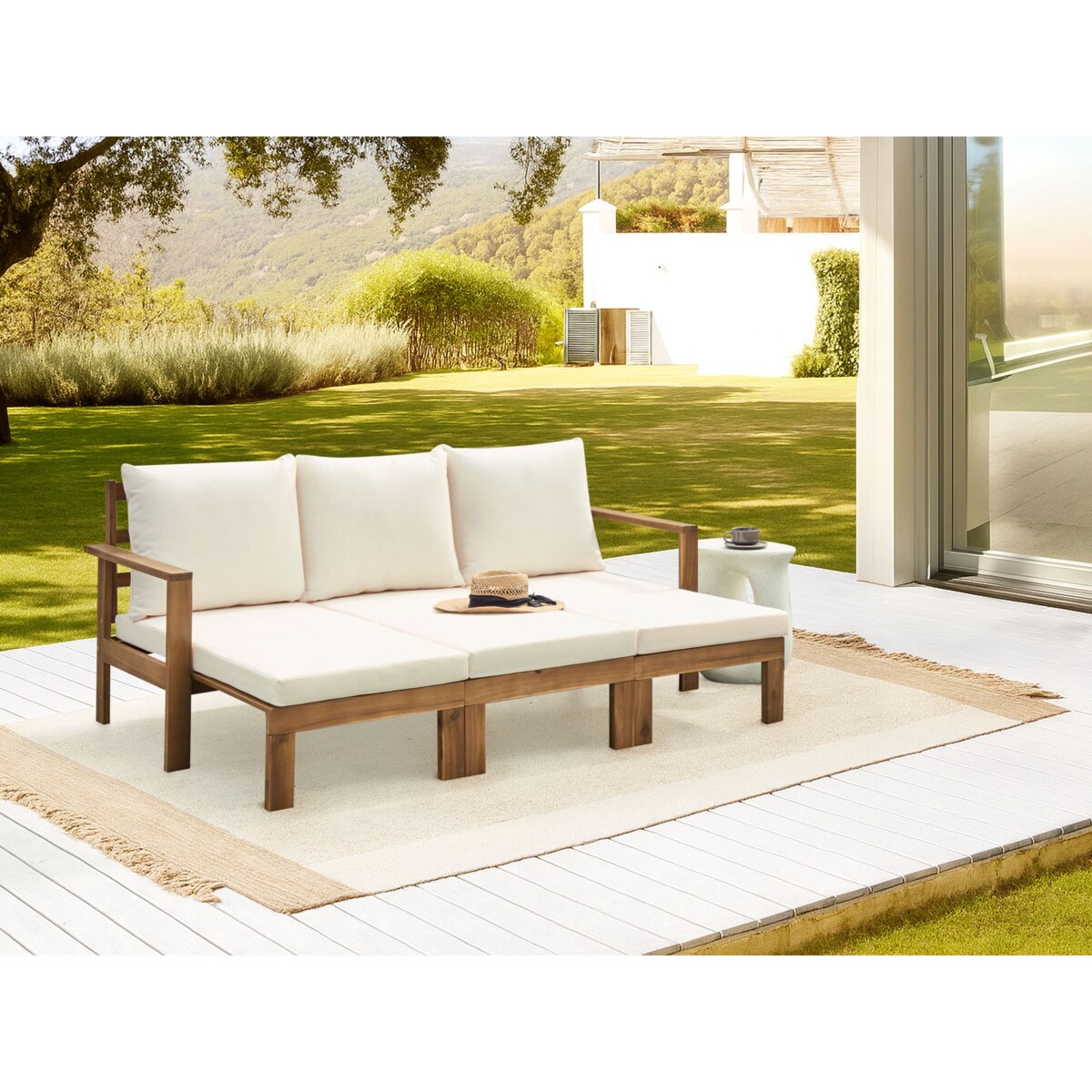 Ławka ogrodowa z poduchą ISOLELLO 190 cm Regulowana Certyfikowane drewno akacjowe Brązowy