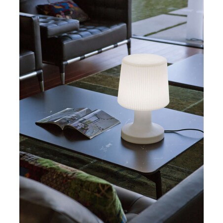 Klasyczna lampka stołowa zewnętrzna Carmen LUMCR045ICNW King Home LED 7W 2700K biała