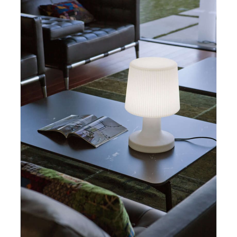 Klasyczna lampka stołowa zewnętrzna Carmen LUMCR045ICNW King Home LED 7W 2700K biała