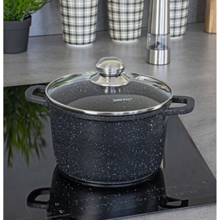 Garnek z powłoką marmurową 6.2L 24cm indukcja gaz KINGHOFF