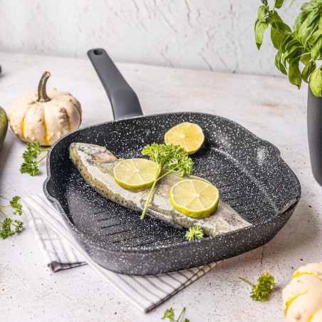 Patelnia grillowa z powłoką marmurową 24cm indukcja KLAUSBERG