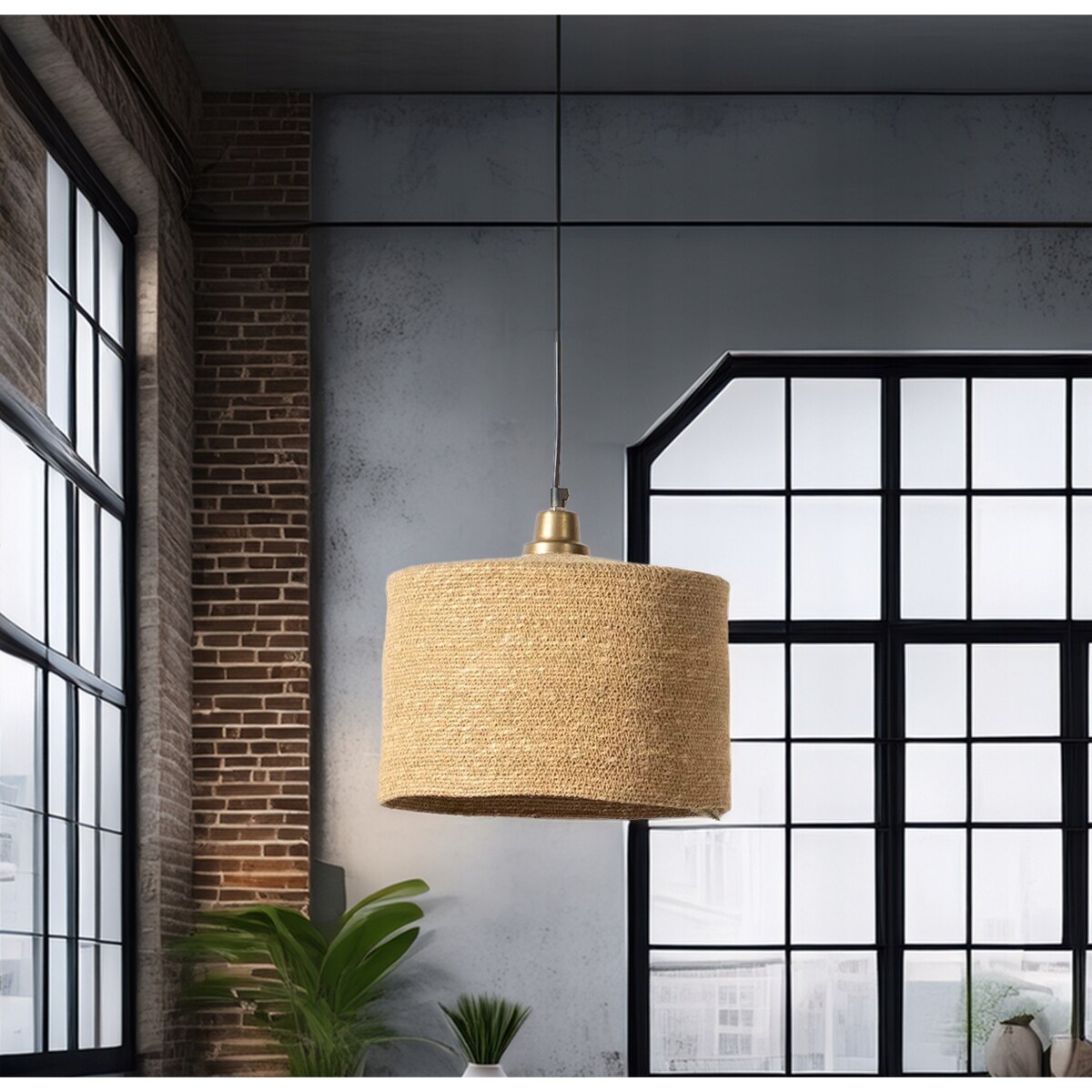 LAMPA SUFITOWA WISZĄCA E27 NAD STÓŁ JUTOWA BOHO duża 30cm do salonu kuchni
