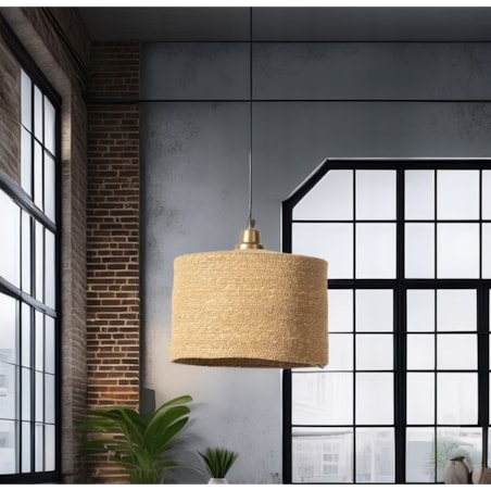 LAMPA SUFITOWA WISZĄCA E27 NAD STÓŁ JUTOWA BOHO duża 30cm do salonu kuchni