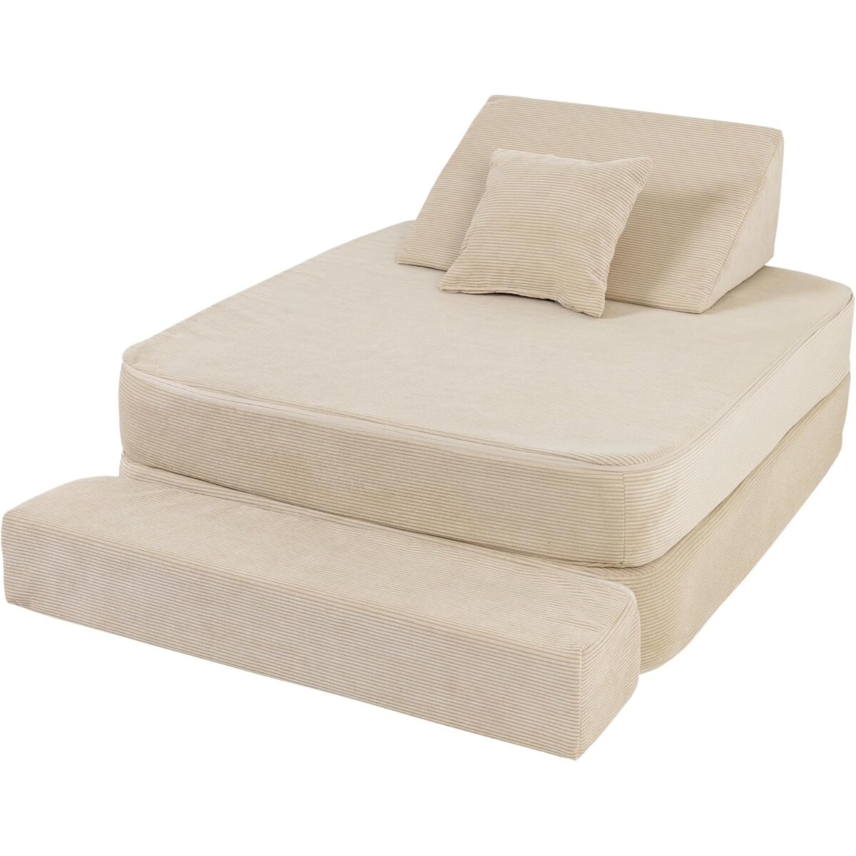 Fotelik dziecięcy do pokoju dziecięcego, składany fotel dla dzieci powyżej 1. roku życia z poduszką do zabawy, wygodny i wielofunkcyjny fotel dla dzieci, beżowy.