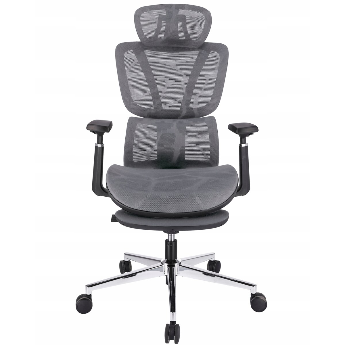 Fotel biurowy ergonomiczny NEOVA szary z podnóżkiem