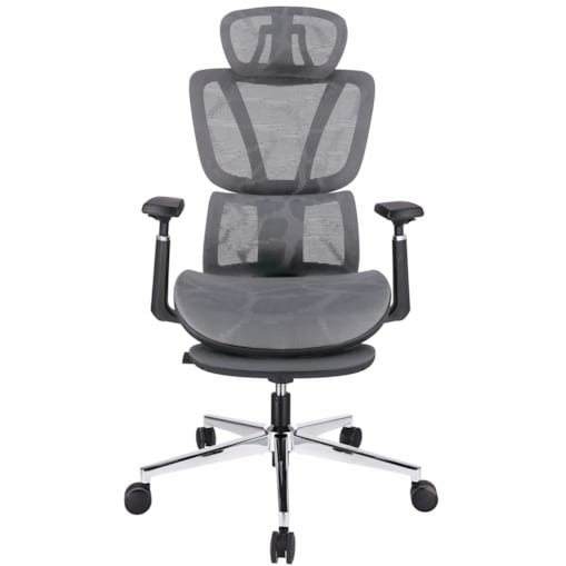 Fotel biurowy ergonomiczny NEOVA szary z podnóżkiem