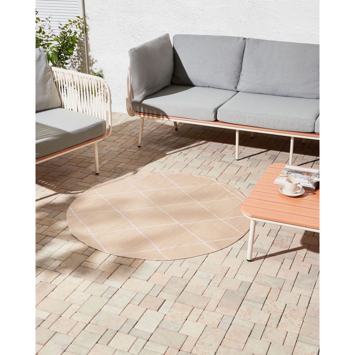 Dywan zewnętrzny GWALIOR Beżowy ø 120 cm
