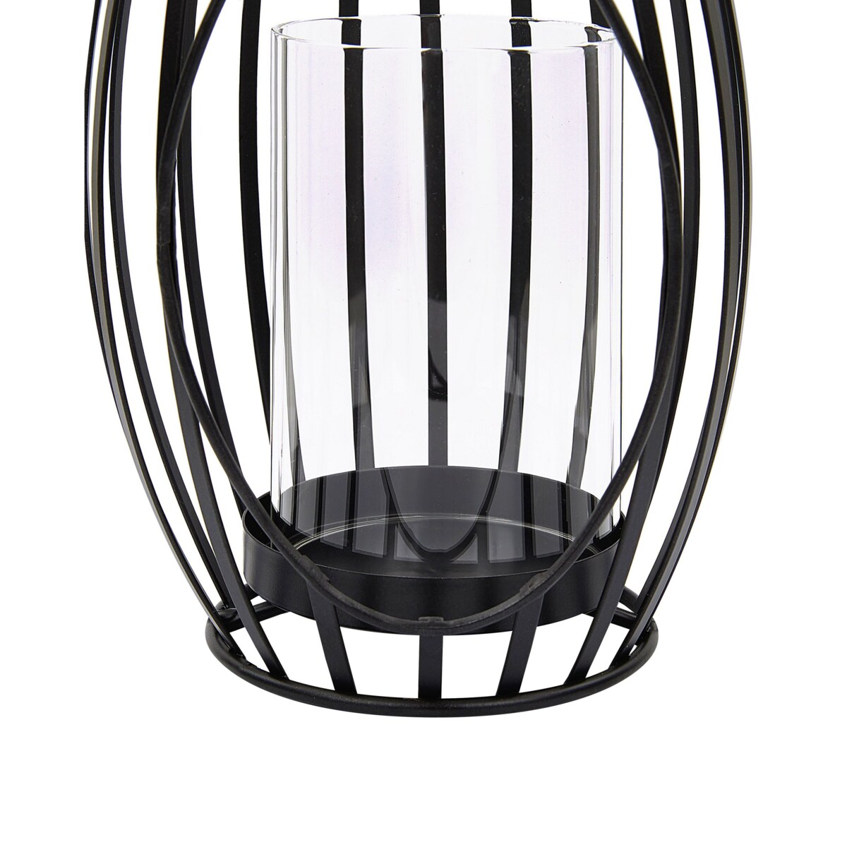 Lampion metalowy 38 cm czarny LOMBOK