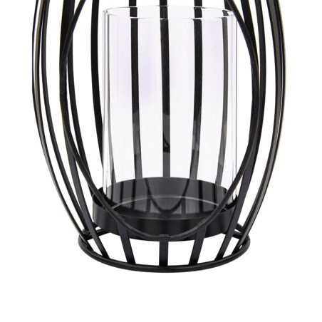 Lampion metalowy 38 cm czarny LOMBOK