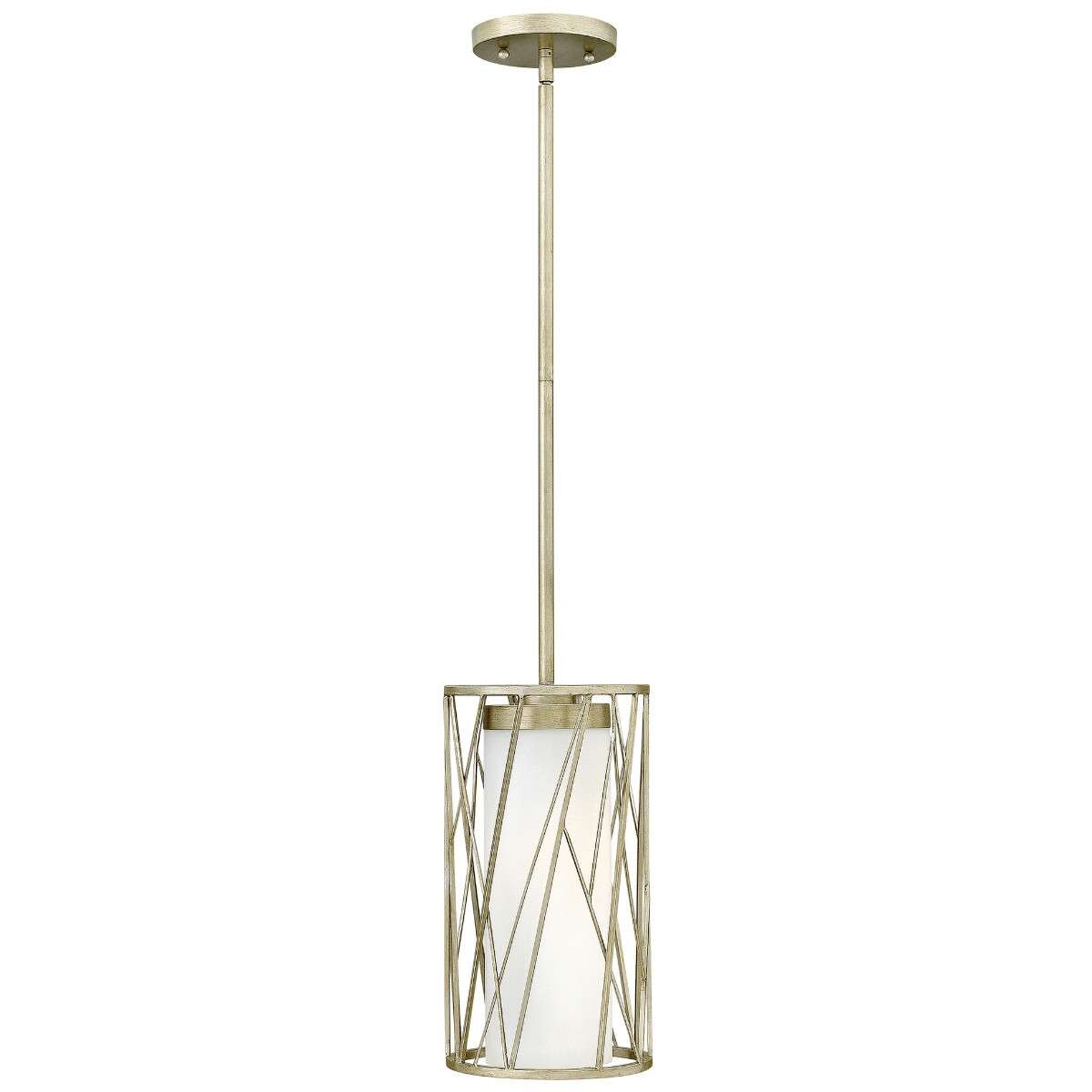 Industrialna LAMPA wisząca HK-NEST-P-A-SL Elstead HINKLEY metalowa OPRAWA zwis szklana tuba srebrna biała