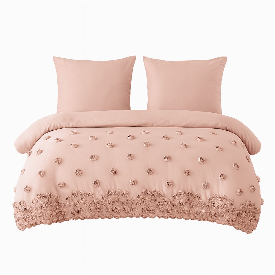 pościel "french roses" z aplikacją 3D róże wyszywane 160x200 | beżowy