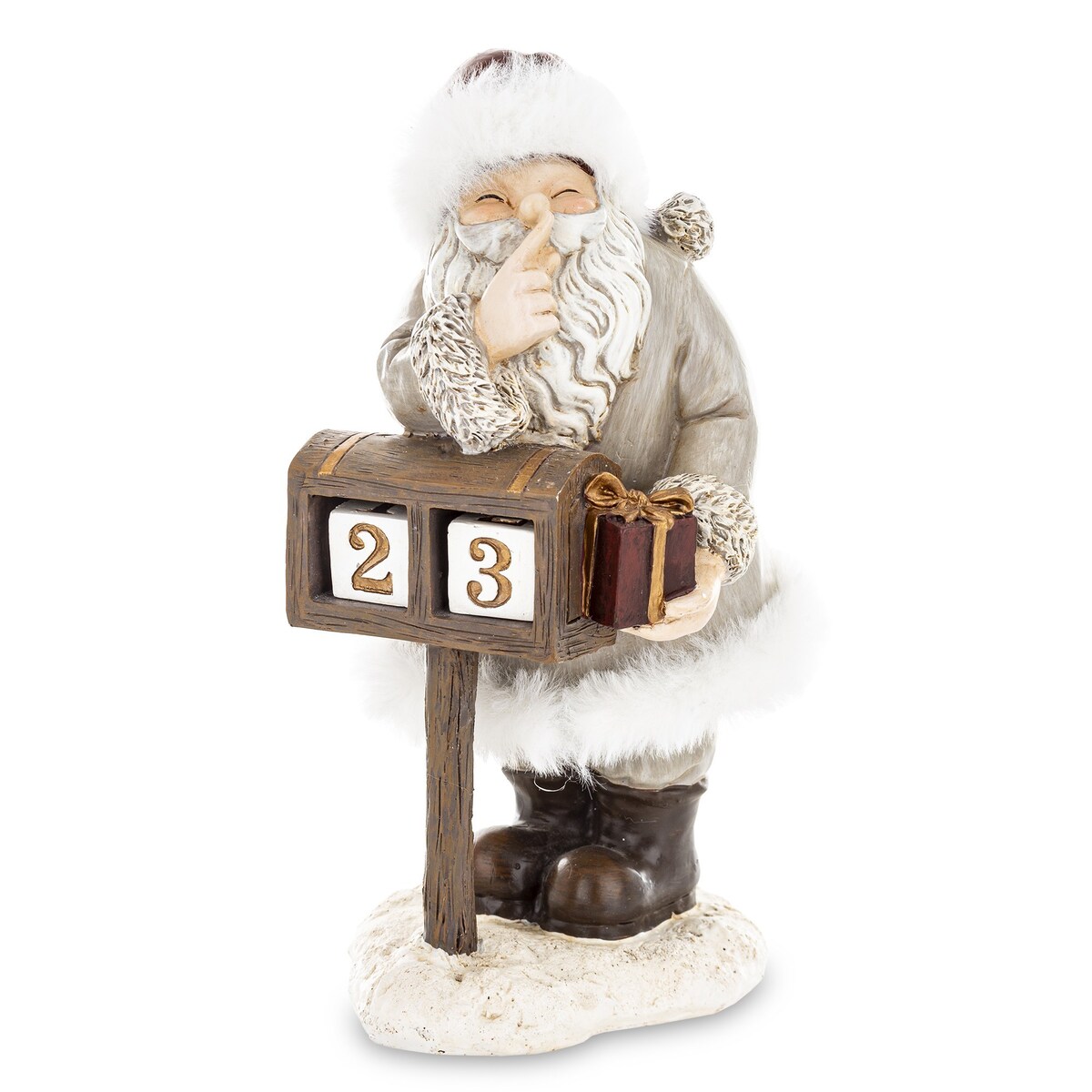 Figurka świąteczna Święty Mikołaj 21x11x12 cm SEDUTA-2 przy skrzynce pocztowej