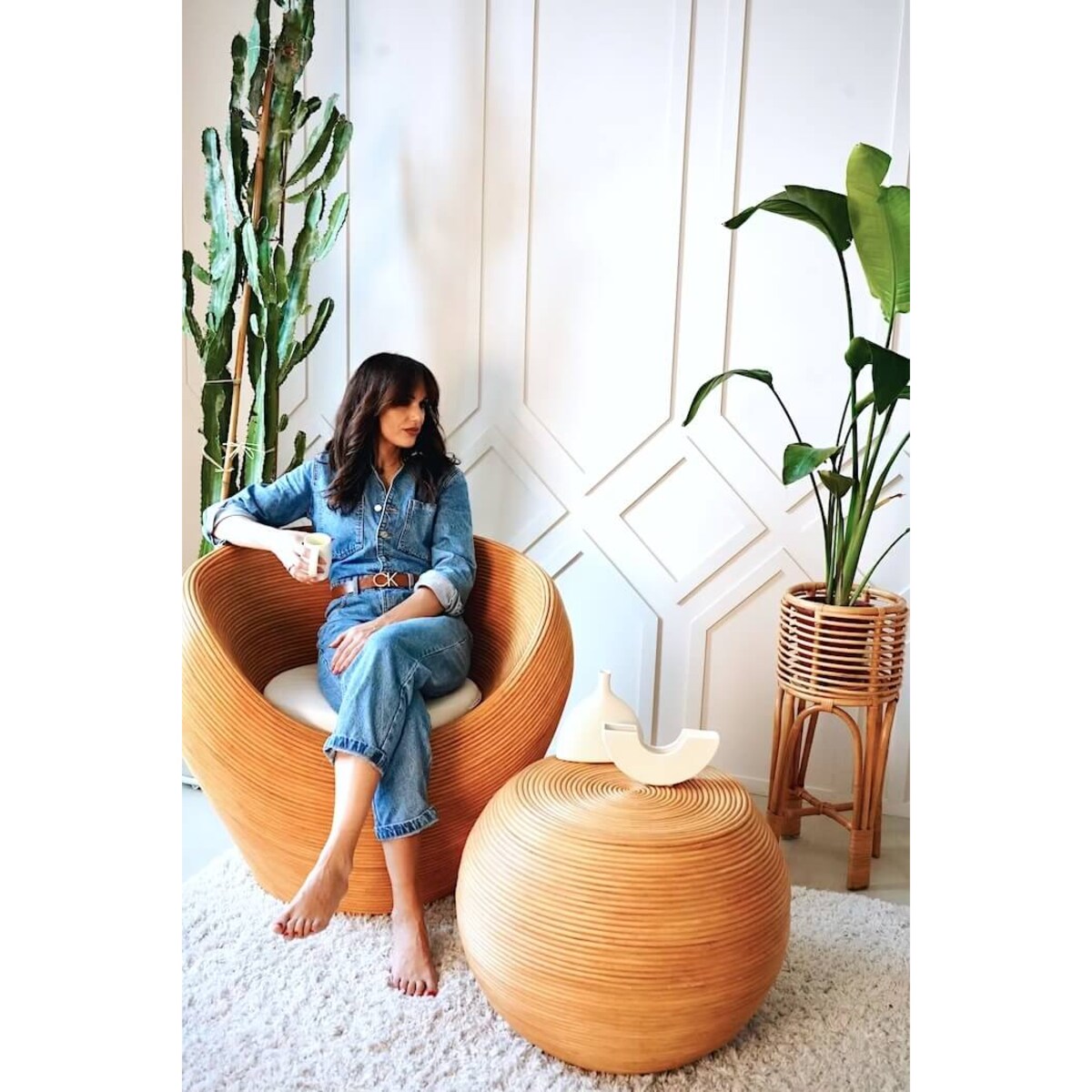 FOTEL RATTANOWY TEGAL JASNY